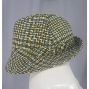 Goorin Bros Hat Fedora Fitted OS Green Plaid Wool Tweed Dapper Sophisticate